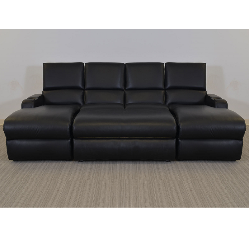 Continental Seating Connery Four Upright Waterfall Seats in Black with Ottoman
