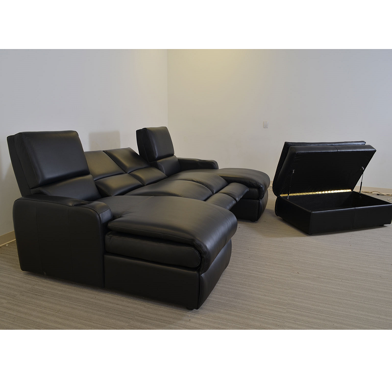 Continental Seating Connery Four Reclined Waterfall Seats in Black with Ottoman