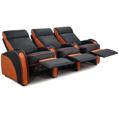Continental Seating Diablo Three Seat Reclined Two Tone Orange and Black